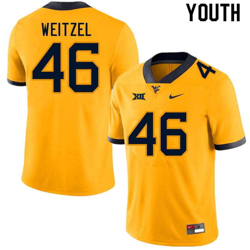 NCAA Youth Trace Weitzel West Virginia Mountaineers Gold #46 Nike Stitched Football College Authentic Jersey IX23Z78LR